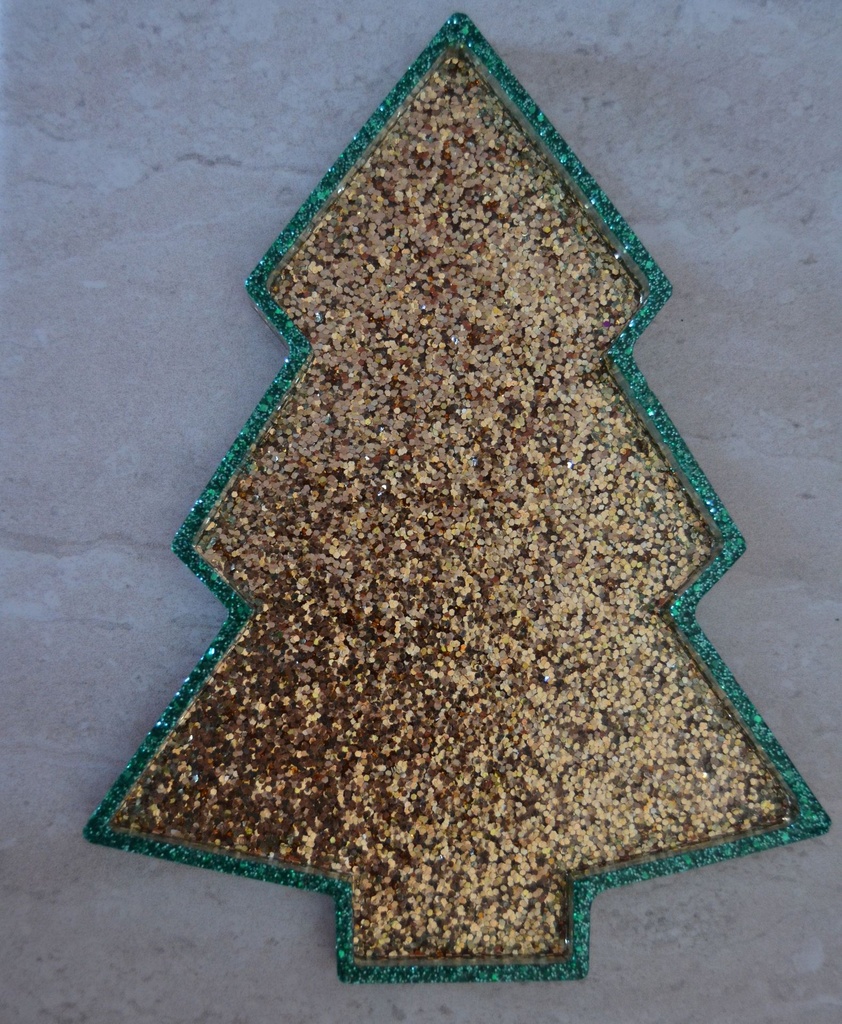Vide-poche Sapin de Noël - Vert & Doré Scintillant